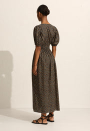 Plunge Button Midi Dress - Meadow - Matteau